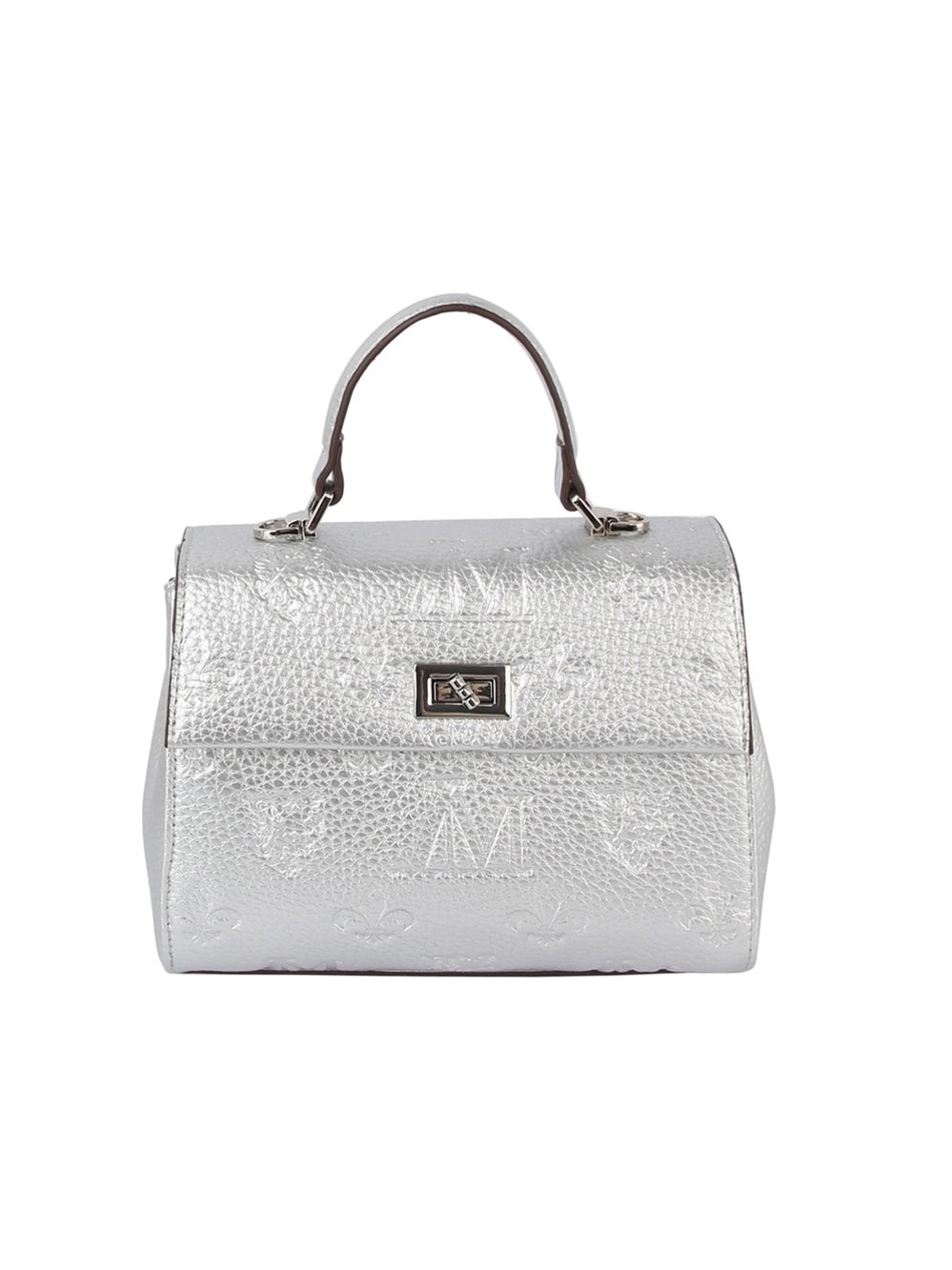 Silver Top-Handle Womenโs Bag - Metallic Finish